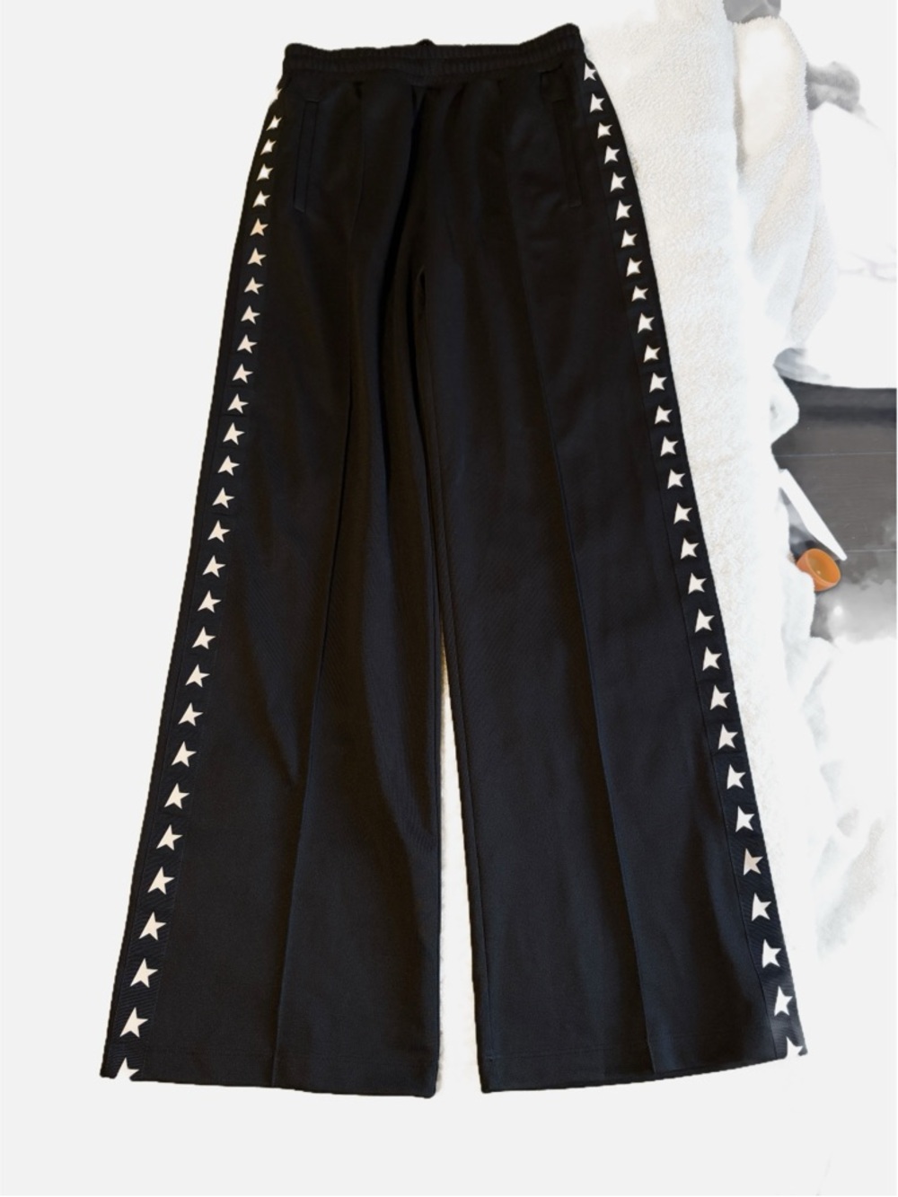 Golden Goose AUTHENTIC Star Collection Logo Track Pants Wide Leg Black - Picture 2 of 4
